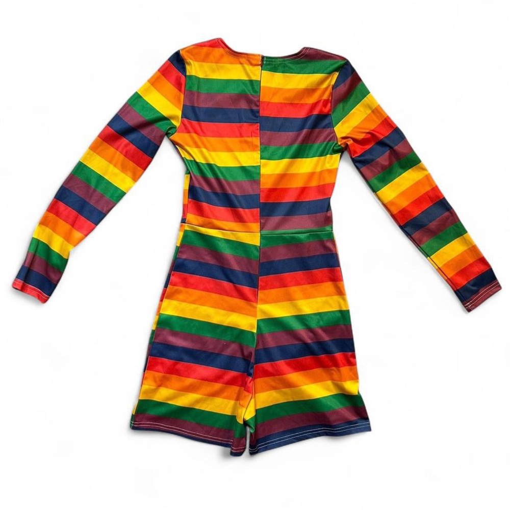 Colorful Striped Long Sleeve Romper Women’s Small Multi Rainbow - Picture 6 of 8